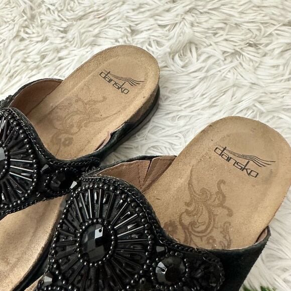 Dansko Pamela Black Jewelled Suede Slip On Comfort Sandals Womens sz 36/6-6.5 - Picture 5 of 8